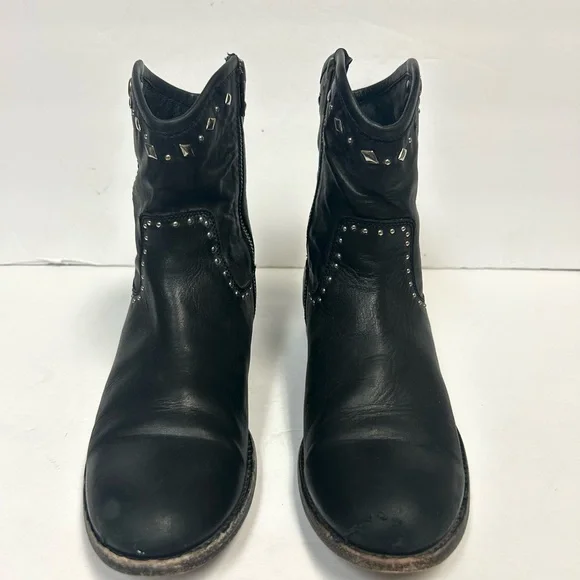Frye Melissa Studded Boots Vintage Short Ankle Black Leather Women Sz 7 Moto - Picture 9 of 16